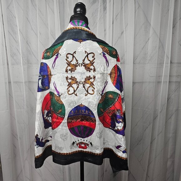 Unbranded White Red Hot Air Balloon Celestial Decorative Square Scarf - Picture 1 of 8